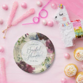 Chique Marsala Bloemige Waterverf Gouden Bruidsbor Papieren Bordje (Feest)