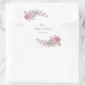 Chique Marsala Maroon Bloemige Waterverf Bruiloft Vierkante Sticker (Tas)