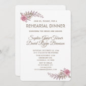 Chique Marsala Rode Bloemendiner Oefenavondmaal Kaart (Voorkant / Achterkant)