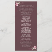 Chique Marsala Rode Bloemige Waterverf Huwelijkspr Programmakaart (Achterkant)