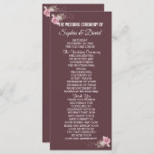 Chique Marsala Rode Bloemige Waterverf Huwelijkspr Programmakaart (Voorkant / Achterkant)