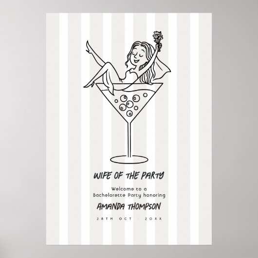 Chique Martini Doodle Bruid van het Feest Jonggeze Poster (Voorkant)