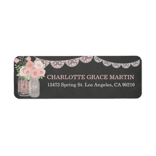 Chique Mason Jar & Chalkboard Adreslabels Etiket (Voorkant)