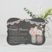 Chique Mason Jar & Chalkboard Bruiloft Uitnodiging (Staand voorkant)