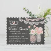 Chique Mason Jar & Chalkboard Bruiloft Uitnodiging (Staand voorkant)