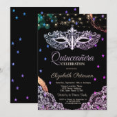 Chique Masque, String Lights, Kant, Sterren Quince Kaart (Voorkant / Achterkant)