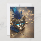 Chique Masquerade Blauw Masque Bokeh Sweet 16 Kaart (Achterkant)