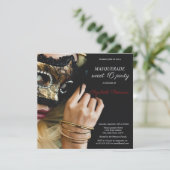 Chique Masquerade Meisje Masque Zwart Zoet 16 Kaart (Staand voorkant)