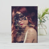 Chique Masquerade Quinceanera Foto Uitnodiging (Staand voorkant)