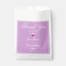 Chique Mauve Trouw Wit Script Namen Dank U Bedankzakje