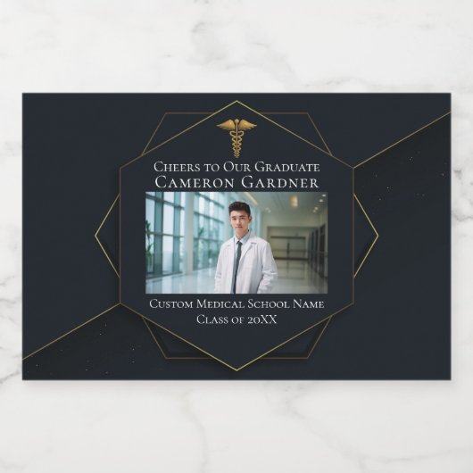 Chique Medische School Afstudeerfeest Favor Mini Sparkling Wijnetiket (Enkel label)