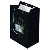 Chique Medische School Foto Afstuderen Zwart Goud Medium Cadeauzakje (Voorkant Gekanteld)