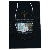 Chique Medische School Foto Afstuderen Zwart Goud Medium Cadeauzakje (Voorkant)