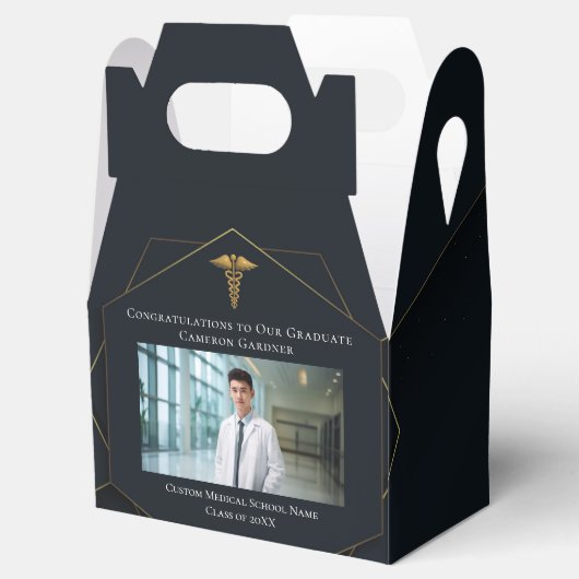Chique Medische School Foto Zwart Afstudeerfeest Bedankdoosjes (Geopend)