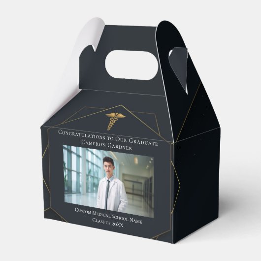 Chique Medische School Foto Zwart Afstudeerfeest Bedankdoosjes (Voorkant Zijde)