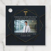 Chique Medische School Foto Zwart Afstudeerfeest Bedankjes Labels (Voorkant)