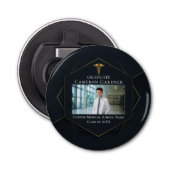 Chique Medische School Foto Zwart Afstudeerfeest Button Flesopener (Voorkant)
