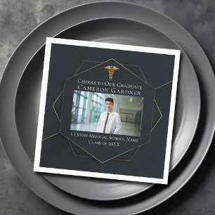 Chique Medische School Foto Zwart Afstudeerfeest Servet