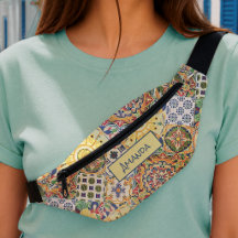 Chique mediterraan oranje tegel monogram cadeau