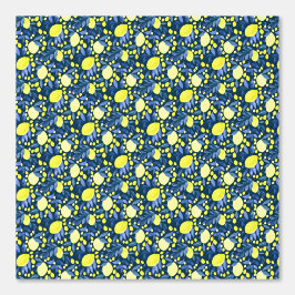 Chique Mediterraan Rustiek Citroenen Blauwe Blad Behang