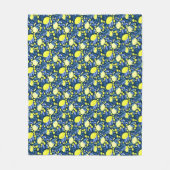 Chique Mediterraan Rustiek Citroenen Blauwe Blad Fleece Deken (Voorkant)