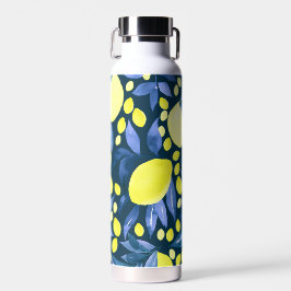 Chique Mediterraan Rustiek Citroenen Blauwe Blad Waterfles