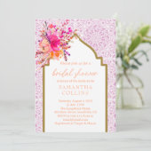 Chique mediterraan tegel lila watercolor bloem kaart (Staand voorkant)