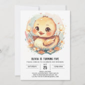 Chique meisje eend verjaardag kaart (Voorkant)