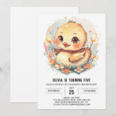 Chique meisje eend verjaardag kaart (Voorkant / Achterkant)