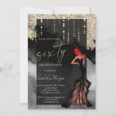 Chique meisje glitter 60e verjaardag kaart (Voorkant)