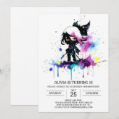 Chique meisje kleine ninja verjaardag kaart (Voorkant / Achterkant)