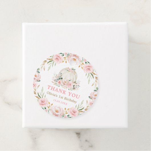 Chique Meisje Pompoen Verjaardag Blush Roze Goud B Bedankjes Labels (In situ)