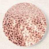 Chique  Meisje Roos Goud Luipaard Glitter Liefde Zandsteen Onderzetter (Voorkant)