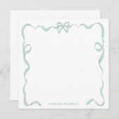 Chique Meisjesachtig Mintgroene Strik Lint Frame Notitiekaartje (Voorkant / Achterkant)