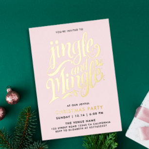 Chique Meisjesachtig Roze Goud Cocktail Calligrafi Folie Uitnodiging
