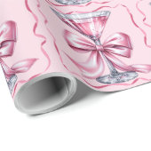 Chique Meisjesachtig Roze Martini Kwast Satijn Str Cadeaupapier (Rol Hoek)