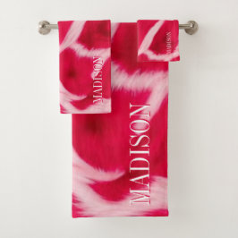 Chique Meisjesachtig Roze Rode Luipaard Dierprint  Bad Handdoek