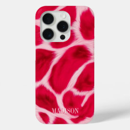 Chique meisjesachtig roze rode luipaard dierprint  iPhone 15 pro case