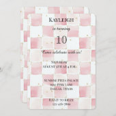 Chique meisjesachtig roze vierkanten verjaardag kaart (Voorkant / Achterkant)