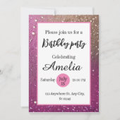 Chique meisjesachtige hete roze gouden glitter ver kaart (Voorkant)