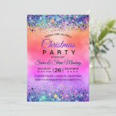 Chique meisjesachtige iriserende eenhoorn glitter  kaart (Staand voorkant)