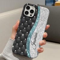 Chique meisjesachtige nepsil glitter zwart teal mo