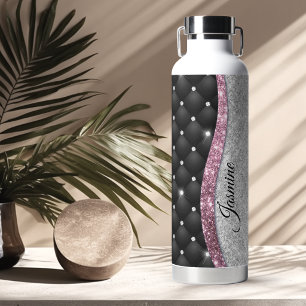 Chique meisjesachtige nepsilver glitters zwarte ro waterfles