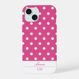 Chique Meisjesachtige Roze en Witte Stippen iPhone 15 Case