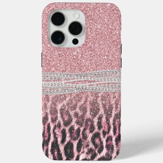 Chique meisjesachtige roze luipaard dierprint glit Case-Mate iPhone case (Achterkant)