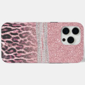 Chique meisjesachtige roze luipaard dierprint glit Case-Mate iPhone case (Achterkant (horizontaal))