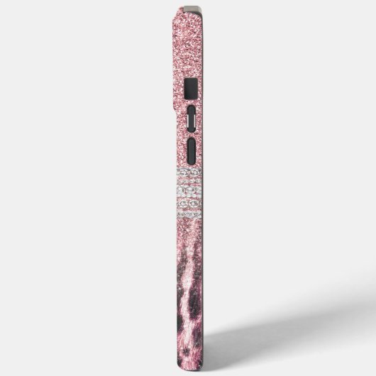 Chique meisjesachtige roze luipaard dierprint glit Case-Mate iPhone case (Achterkant / Links)