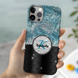 Chique meisjesachtige turquoise aqua glinsterende Case-Mate iPhone case