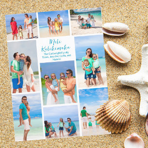 Chique Mele Kalikimaka familie foto collage strand Feestdagenkaart