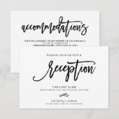 Chique met de hand beletterde receptie accommodati informatiekaartje (Voorkant / Achterkant)